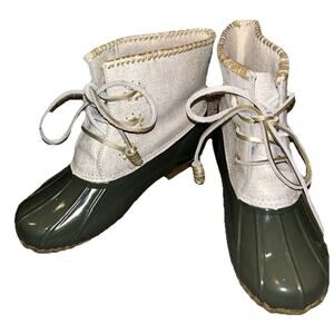 Jack Rogers Chloe Olive Metallic Rain‎ Duck Boots 8
